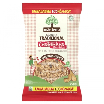 GRANOLA INTEGRAL CASTANHAS TRAD MÃE TERRA EMB ECO PACOTE 750G