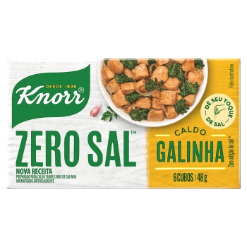 CALDO TABLETE GALINHA KNORR ZERO SAL C/6 UNID 48G 