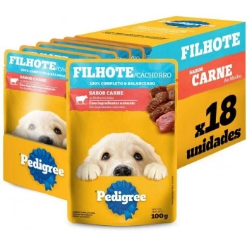 PEDIGREE SACHE FILHOTES CARNE L18P15 18X100G 