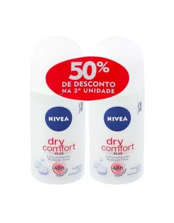 Nivea Desodorante Roll On Dry Comfort Feminino Pack com 50% Off 50ml