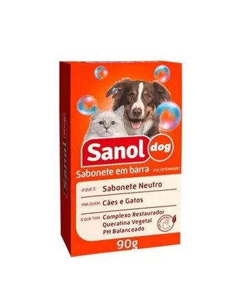 Sabonete Neutro para Cachorros e Gatos Sanol 90g
