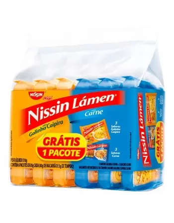 Nissin Pack Lámen 3 Carne + 3 Galinha Caipira 85g