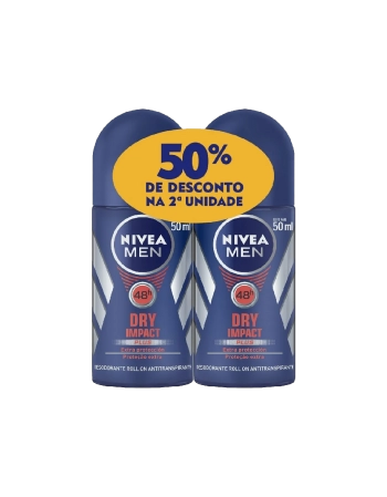 Nívea Men Desodorante Roll On Dry Impact Pack com 50% de Desconto 50ml