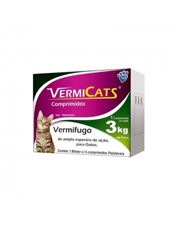 Vermífugo Vermicats 600mg com 4 Comprimidos