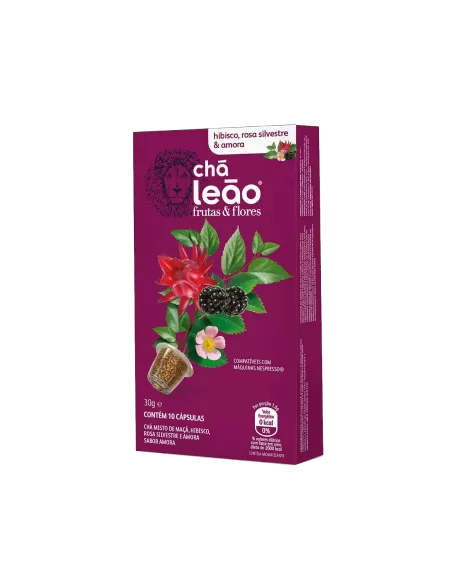Chá Leão Cápsula Hibisco, Amora e Rosa Silvestre 30G
