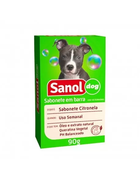 Sabonete de Citronela para Cachorros e Gatos Sanol 90g