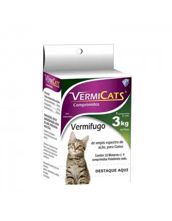 Vermífugo Vermicats 600mg com 40 Comprimidos