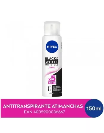 NIVEA Desodorante Antitranspirante Aerosol Invisible Black & White Clear 150ml