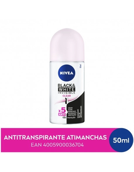 NIVEA Desodorante Antitranspirante Roll On Invisible Black & White Clear 50ml