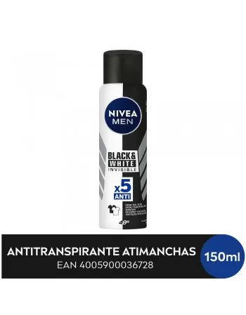 NIVEA Men Desodorante Antitranspirante Aerosol Invisible Black & White 150ml