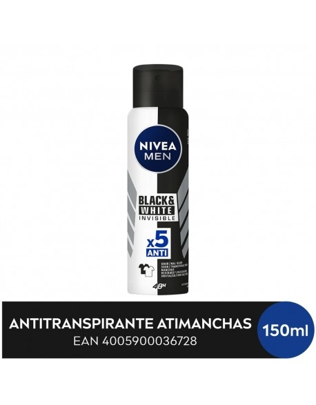 NIVEA Men Desodorante Antitranspirante Aerosol Invisible Black & White 150ml