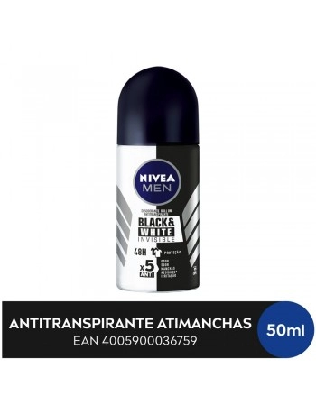 NIVEA Men Desodorante Antitranspirante Roll On Invisible for Black & White 50ml