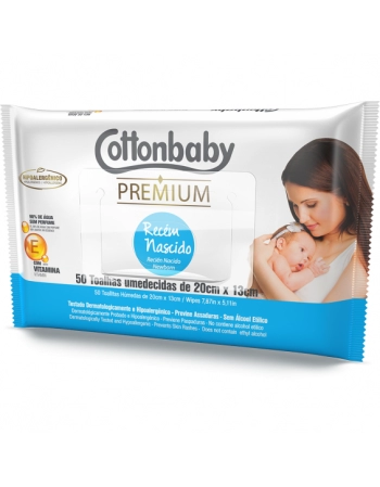 Toalha Umedecida Cottonbaby Premium Recém-Nascido 50 unidades