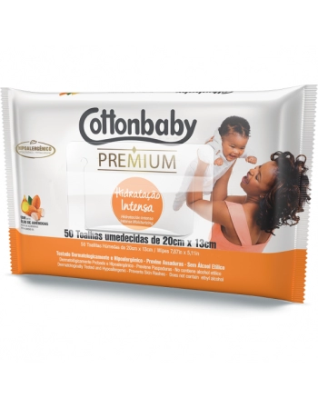 Toalha Umedecida Cottonbaby Premium Hidratação Intensa 50 unidades