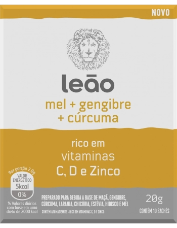 Chá Leão Vitamínico Mel, Gengibre E Cúrcuma 20g - 10 sachês de 2,0g