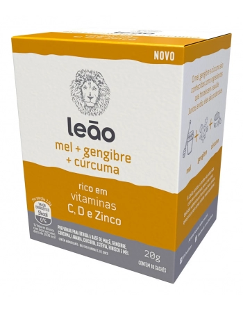 Chá Leão Vitamínico Mel, Gengibre E Cúrcuma 20g - 10 sachês de 2,0g