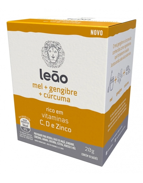 Chá Leão Vitamínico Mel, Gengibre E Cúrcuma 20g - 10 sachês de 2,0g