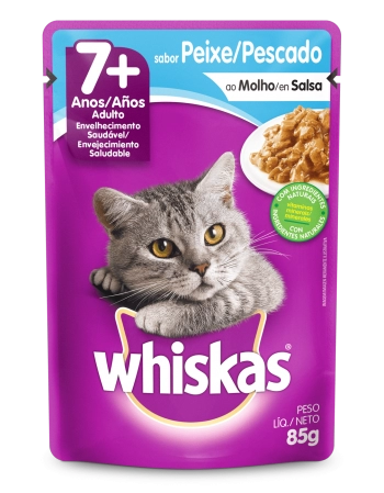 WHISKAS® Sachê para Gatos Idosos Sênior Adulto Sabor Peixe ao Molho 85g