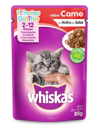 WHISKAS® Sachê para Filhotes Sabor Carne ao Molho 85g