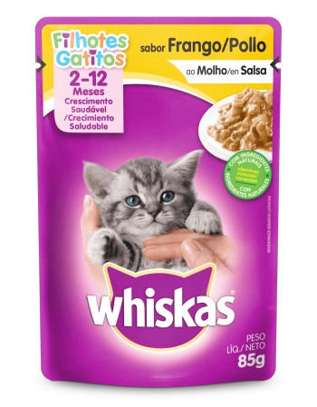 WHISKAS® Sachê para Gatos Filhotes Sabor Frango ao Molho 85g