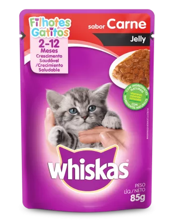 WHISKAS® Sachê para Gatos Filhotes Sabor Carne Jelly 85g