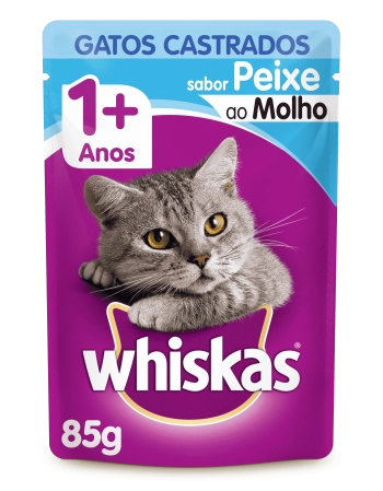 WHISKAS® Sachê para Gatos Castrados Adulto Sabor Peixe ao Molho 85g