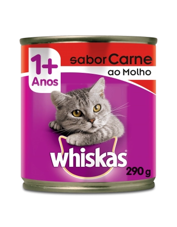 WHISKAS® Lata Pedaços ao Molho Sabor Carne 290g