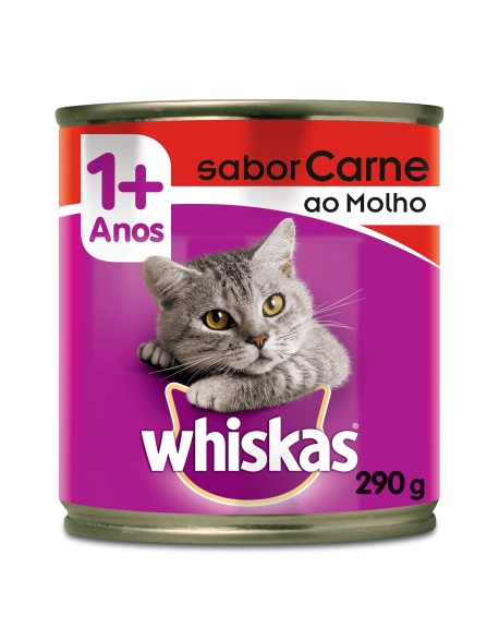 WHISKAS® Lata Pedaços ao Molho Sabor Carne 290g