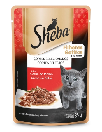 Ração Úmida Sheba Sachê para Gatos Filhotes Sabor Carne 85g