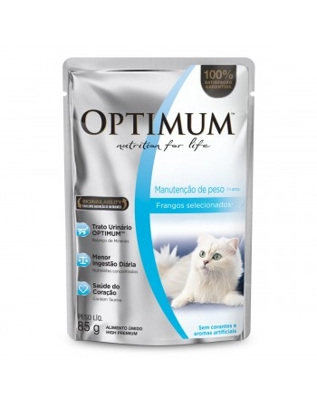 Ração Umida Optimum Sachê para Gatos Adultos Manutenção de Peso Sabor Frango - 85g