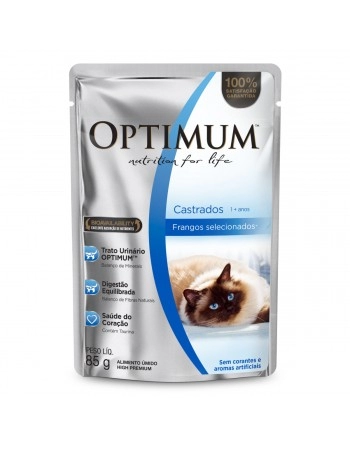 Ração Úmida Optimum Sachê para Gatos Castrados Sabor Frango - 85g