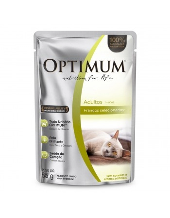 Ração Úmida Optimum Sachê para Gatos Adultos Sabor Frango - 85g