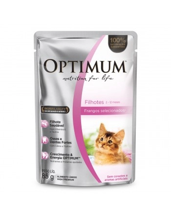 Ração Umida Optimum Sachê para Gatos Filhotes Sabor Frango - 85g