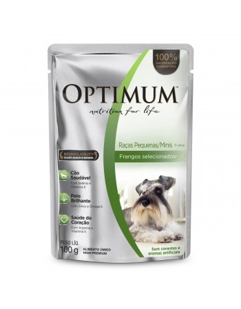 Ração Úmida Optimum Sachê para Cães Adultos de Raças Pequenas Sabor Frango - 100g