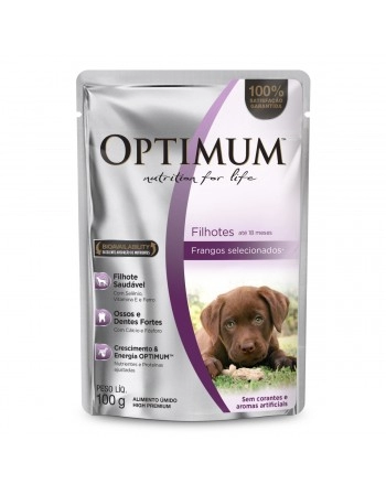 Ração Úmida Optimum Sachê para Cães Filhotes Sabor Frango - 100g