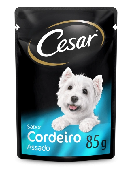 Ração Úmida Cesar Sachê Cortes Selecionados Cordeiro Assado ao Molho para Cães Adultos 85g