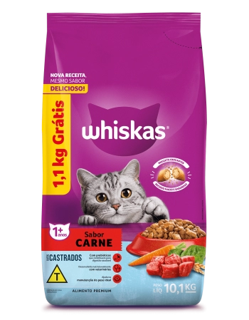 WHISKAS® Gatos Castrados Sabor Carne Leve 10,1 Kg Pague 9Kg