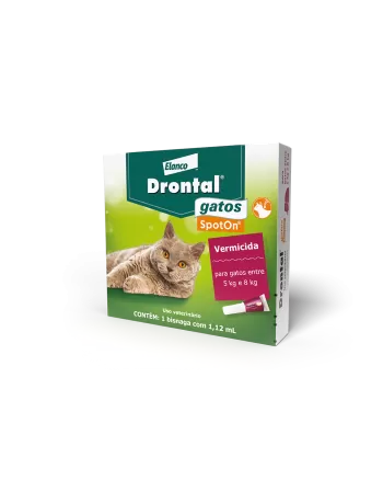 Drontal® Gatos Spot On® Vermífugo tópico para gatos de 5kg a 8kg 1,2ml