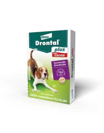 Drontal® Plus Sabor Carne para cães contra vermes e giárdia 4 Comprimidos