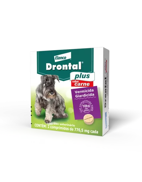 Drontal® Plus Sabor Carne para cães contra vermes e giárdia 2 Comprimidos